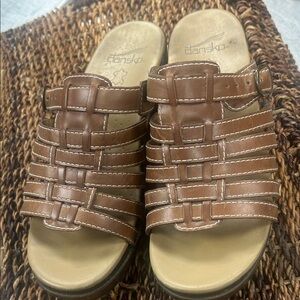 Dansko Tan Leather Slide Sandals